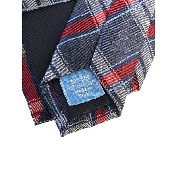 Countess Mara Mens Navy & Red Plaid Tie 60% Silk & 40% Viscose Made In China 3.5 - Picture 4 of 5